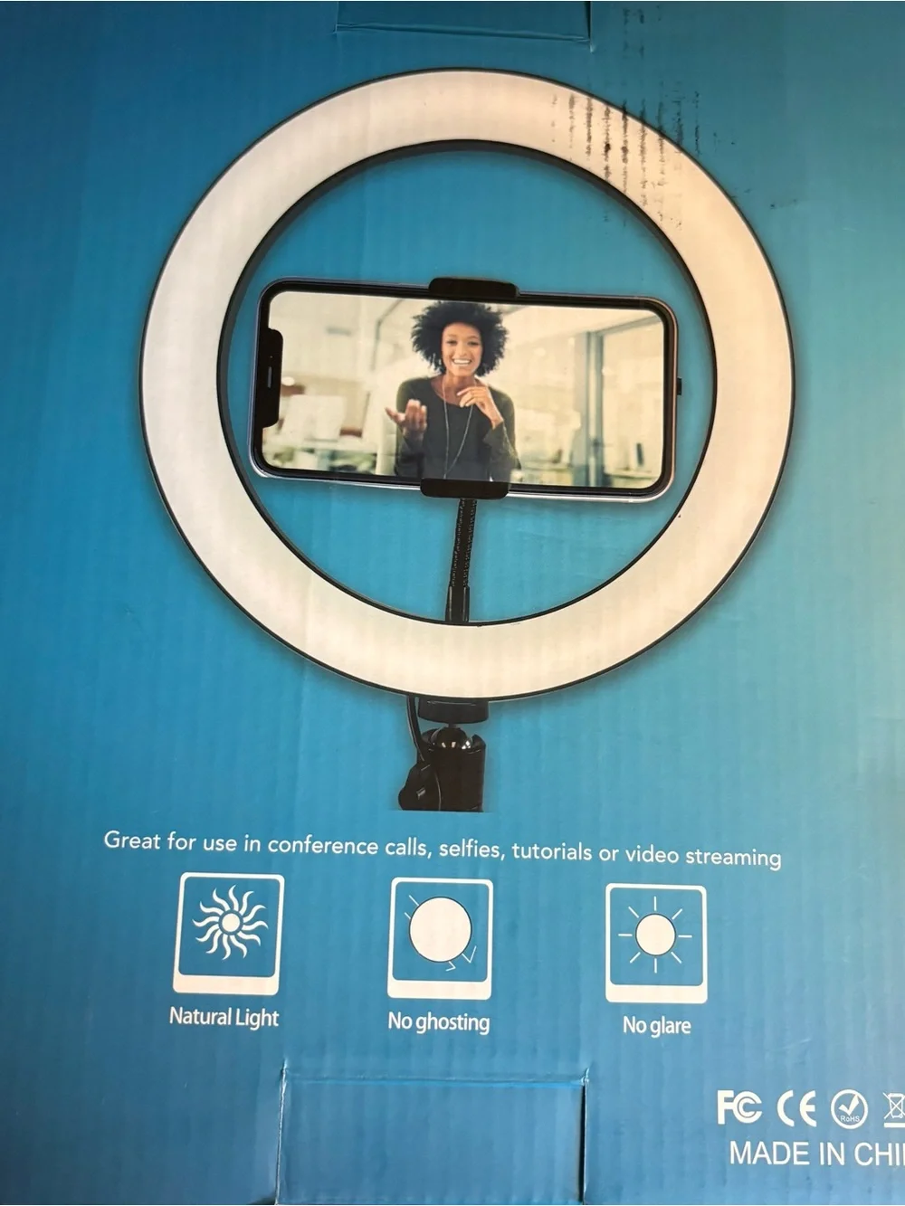 New Adjustable White LED Ring Light with Phone Mount